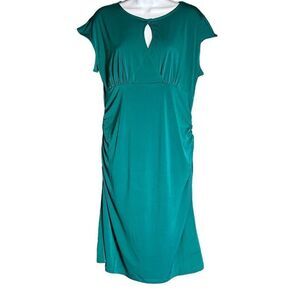 ELLE Teal Keyhole Ruched Sheath Dress Size XL